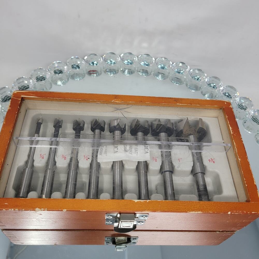 PORTER CABLE 8-PIECE FORSTNER DRILL BIT SET w OPEN TOOTH DESIGN only 3 ever used